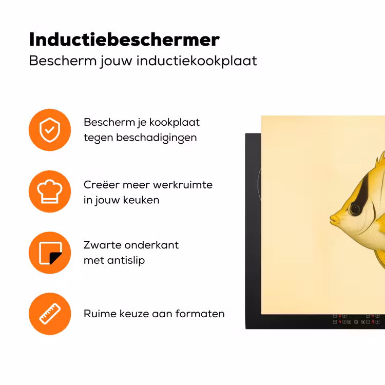 Ovaal - Vis - Geel - Schubben Inductie beschermer vinyl 3mm klein -zzzzzzz-td-ups