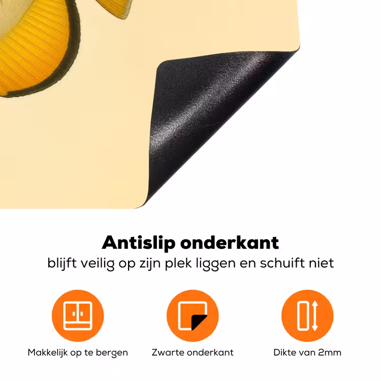 Ovaal - Vis - Geel - Schubben Inductie beschermer vinyl 3mm klein -zzzzzzz-td-onderkant