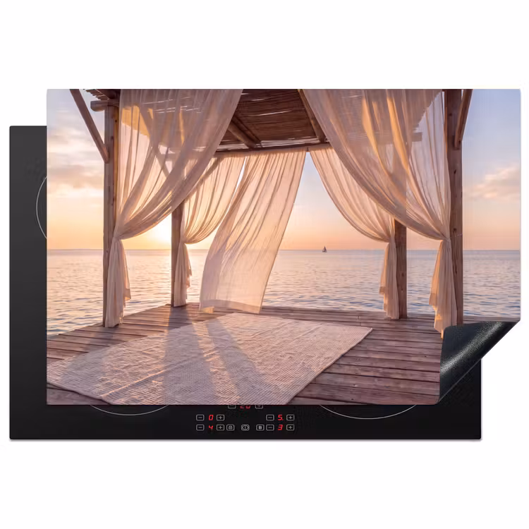 Overkapping - Zee - Zonsondergang - Vakantie - Rust Inductie beschermer vinyl 3mm klein -3d