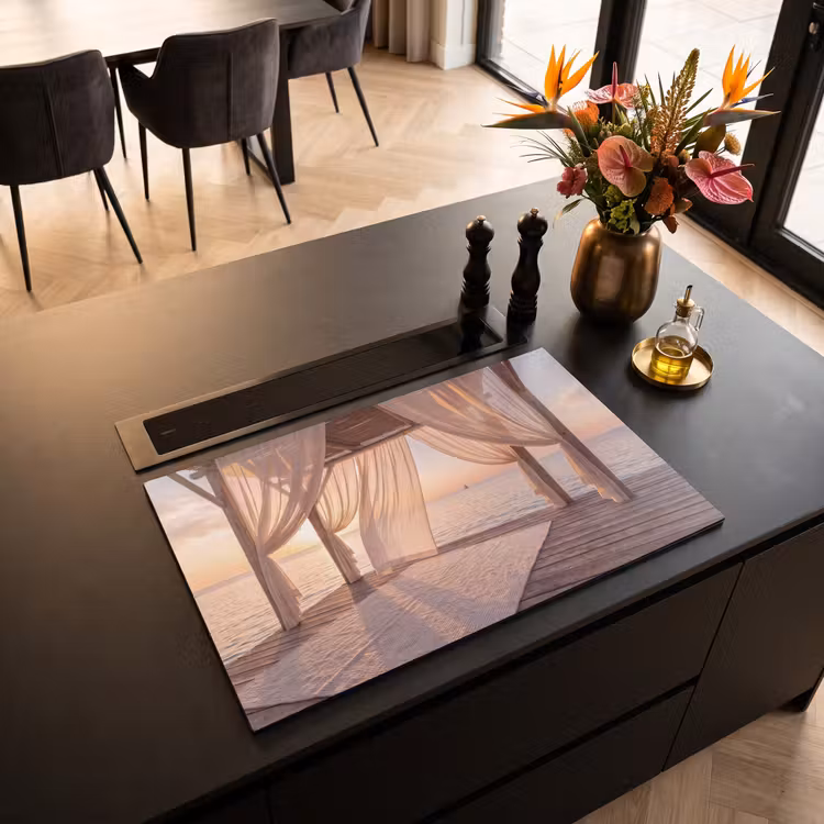 Overkapping - Zee - Zonsondergang - Vakantie - Rust Inductie beschermer vinyl 3mm klein -sfeer5