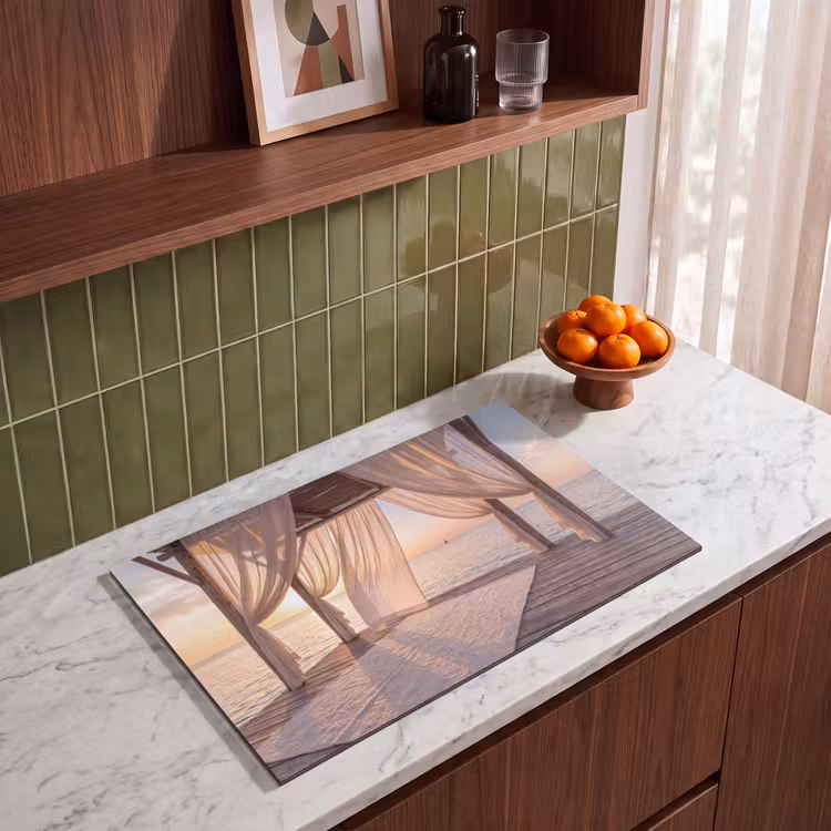 Overkapping - Zee - Zonsondergang - Vakantie - Rust Inductie beschermer vinyl 3mm klein -sfeer8
