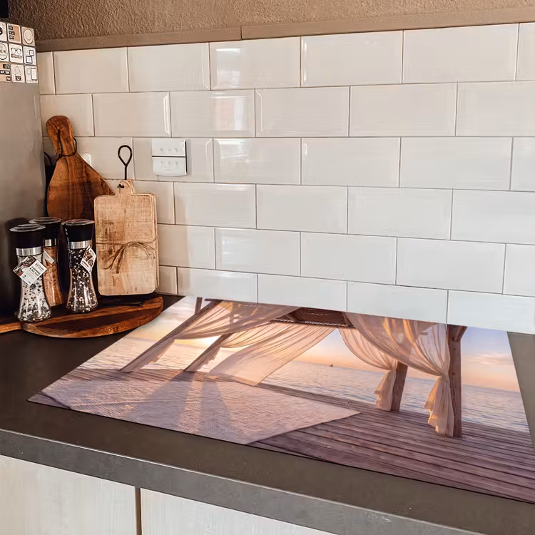 Overkapping - Zee - Zonsondergang - Vakantie - Rust Inductie beschermer vinyl 3mm klein -sfeer3