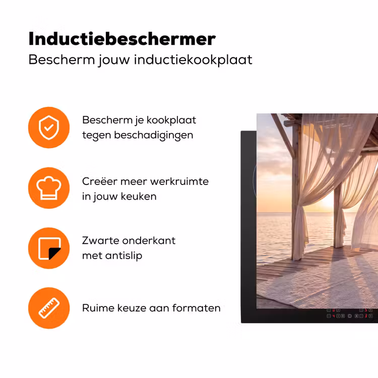 Overkapping - Zee - Zonsondergang - Vakantie - Rust Inductie beschermer vinyl 3mm klein -zzzzzzz-td-ups