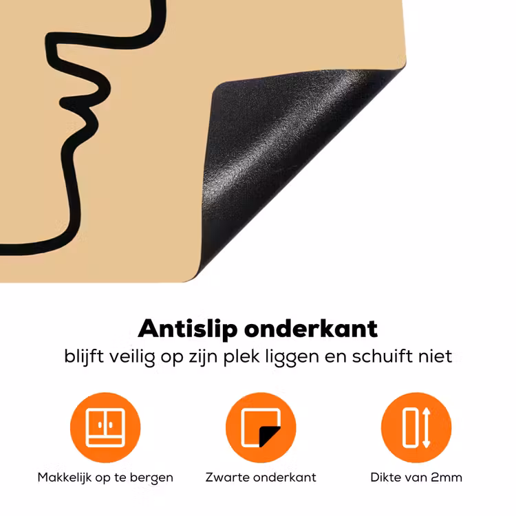 Overlappende profielen - Lichtbruin - Zwart Inductie beschermer vinyl 3mm klein -zzzzzzz-td-onderkant