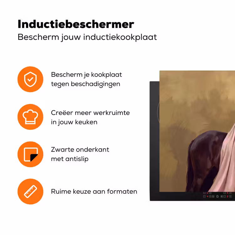 Paard - Klassiek - Oker Inductie beschermer vinyl 3mm klein -zzzzzzz-td-ups