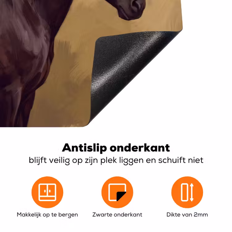 Paard - Klassiek - Oker Inductie beschermer vinyl 3mm klein -zzzzzzz-td-onderkant