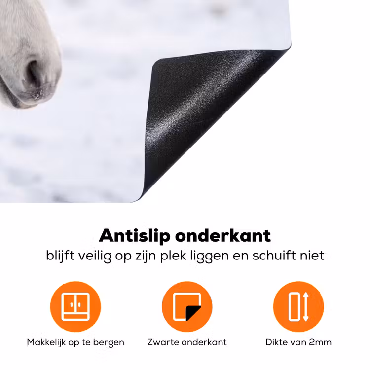 Paard - Kop - Winter - Dieren - Wit Inductie beschermer vinyl 3mm klein -zzzzzzz-td-onderkant