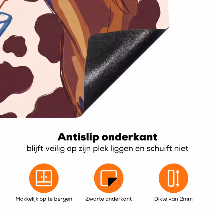 Paard - Martini - Dieren - Abstract - Bruin Inductie beschermer vinyl 3mm klein -zzzzzzz-td-onderkant
