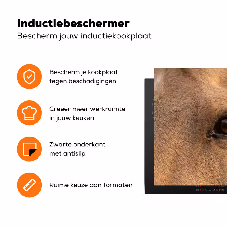 Paard - Oog - Bruin Inductie beschermer vinyl 3mm klein -zzzzzzz-td-ups