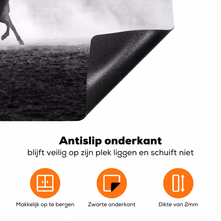 Paard - Ren - Stof - Zwart-wit - Dieren Inductie beschermer vinyl 3mm klein -zzzzzzz-td-onderkant