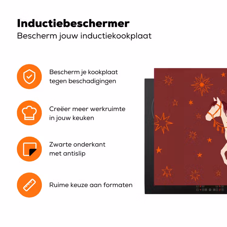 Paard - Ruiter - Sterren - Nacht - Illustratie Inductie beschermer vinyl 3mm klein -zzzzzzz-td-ups