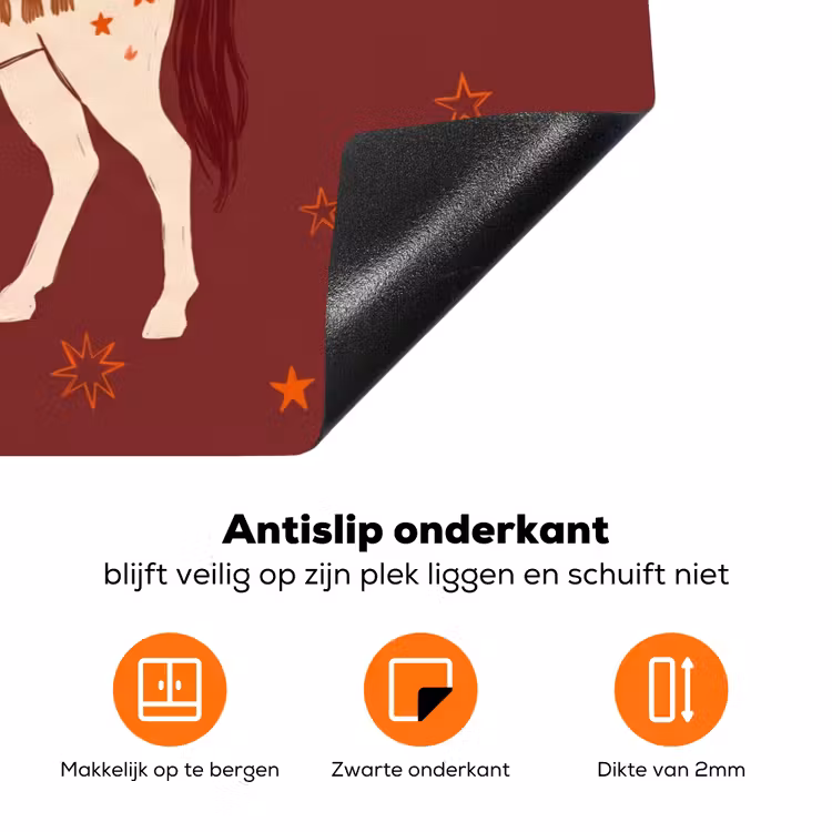 Paard - Ruiter - Sterren - Nacht - Illustratie Inductie beschermer vinyl 3mm klein -zzzzzzz-td-onderkant
