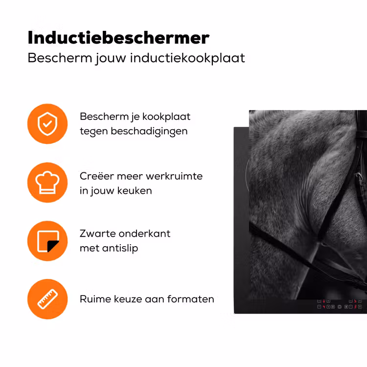 Paard - Schimmel - Portret Inductie beschermer vinyl 3mm klein -zzzzzzz-td-ups