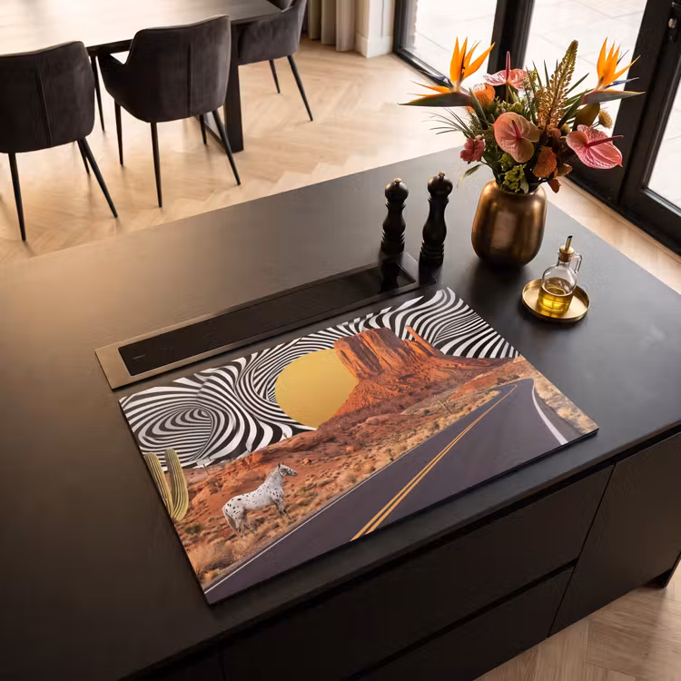 Inductiebeschermer - Paard - Woestijn - Natuur - Paard - Woestijn - Natuur Inductie beschermer vinyl 3mm klein