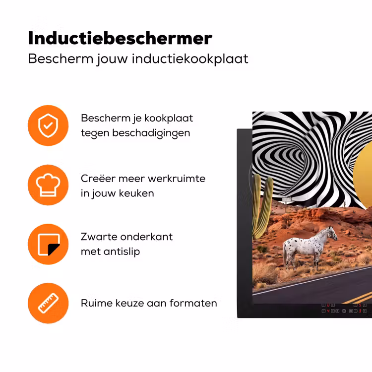 Inductiebeschermer - Paard - Woestijn - Natuur - Paard - Woestijn - Natuur Inductie beschermer vinyl 3mm klein