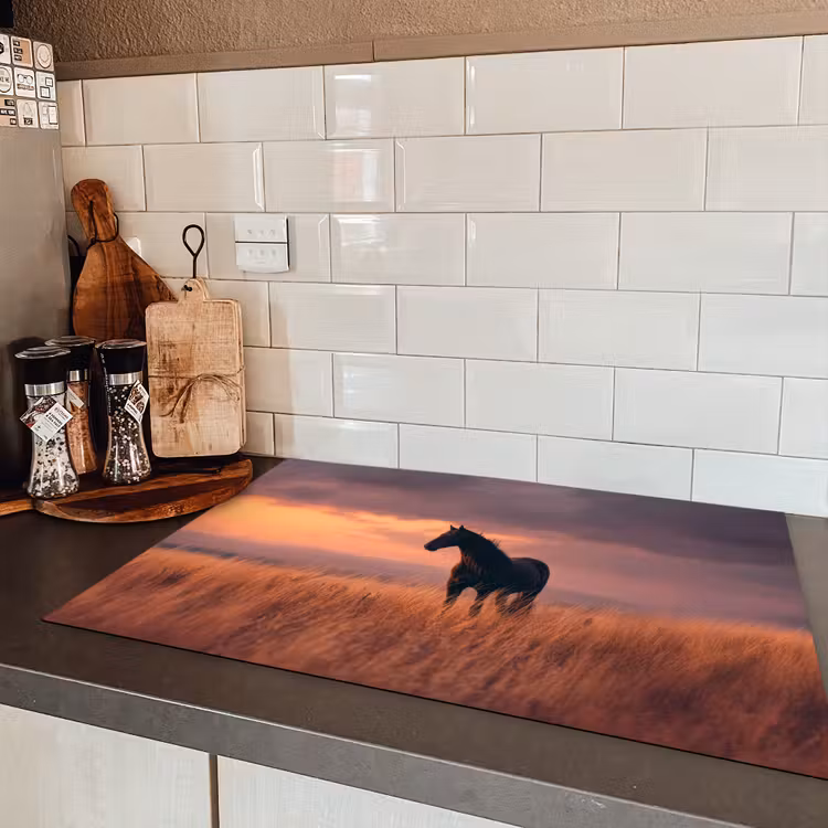 Paard - Wolken - Open veld Inductie beschermer vinyl 3mm klein -sfeer3