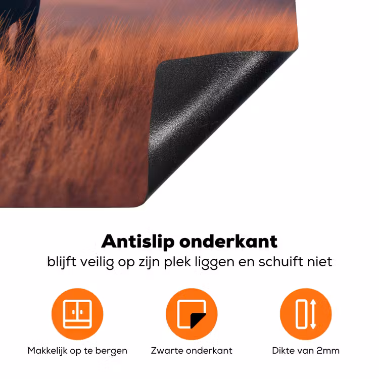 Paard - Wolken - Open veld Inductie beschermer vinyl 3mm klein -zzzzzzz-td-onderkant