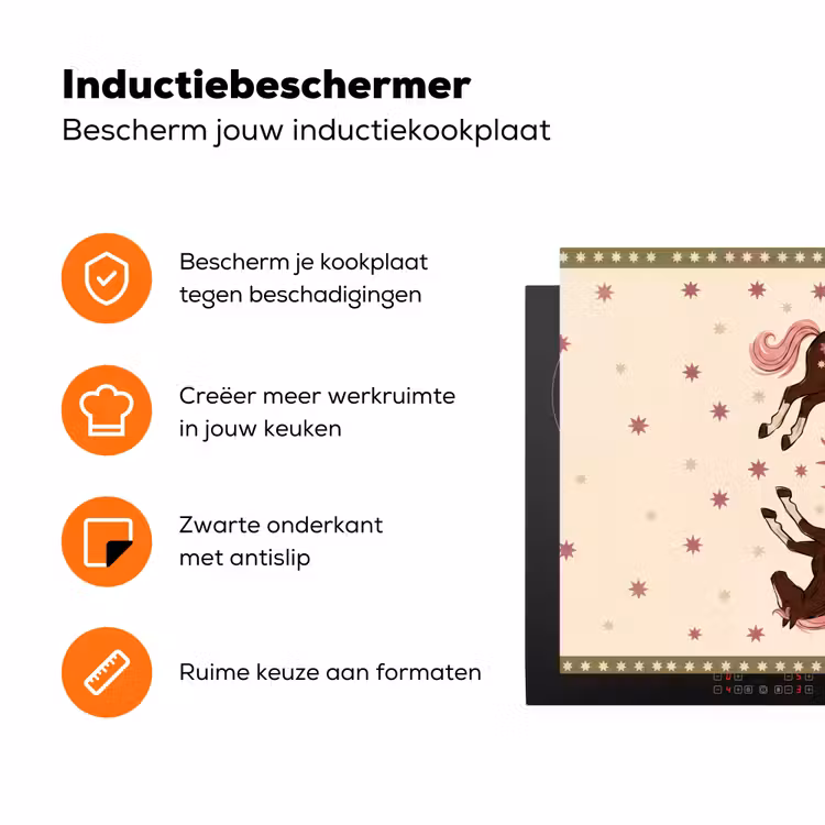 Paard - Zon - Mystiek - Illustratie - Roze Inductie beschermer vinyl 3mm klein -zzzzzzz-td-ups