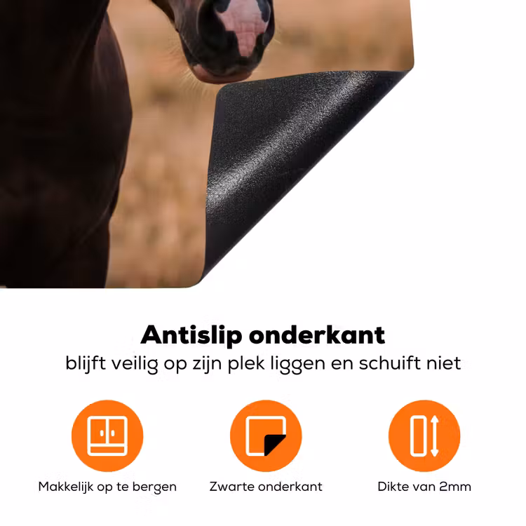 Paard - Zonsondergang - Bruin Inductie beschermer vinyl 3mm klein -zzzzzzz-td-onderkant