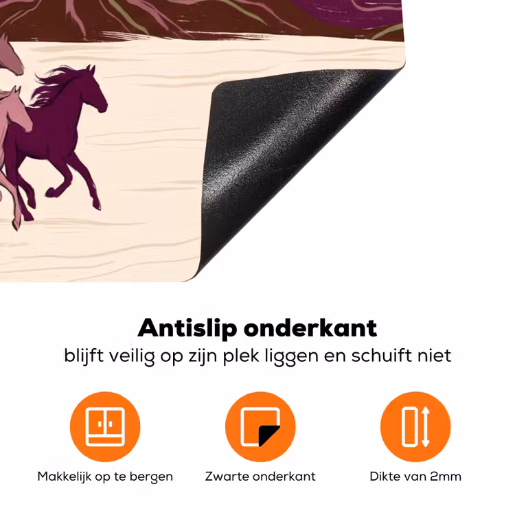 Paarden - Rennend - Woestijn - Natuur - Abstract Inductie beschermer vinyl 3mm klein -zzzzzzz-td-onderkant