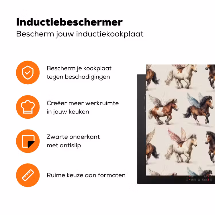 Paarden - Vleugels - Kleurrijk Inductie beschermer vinyl 3mm klein 276 -zzzzzzz-td-ups