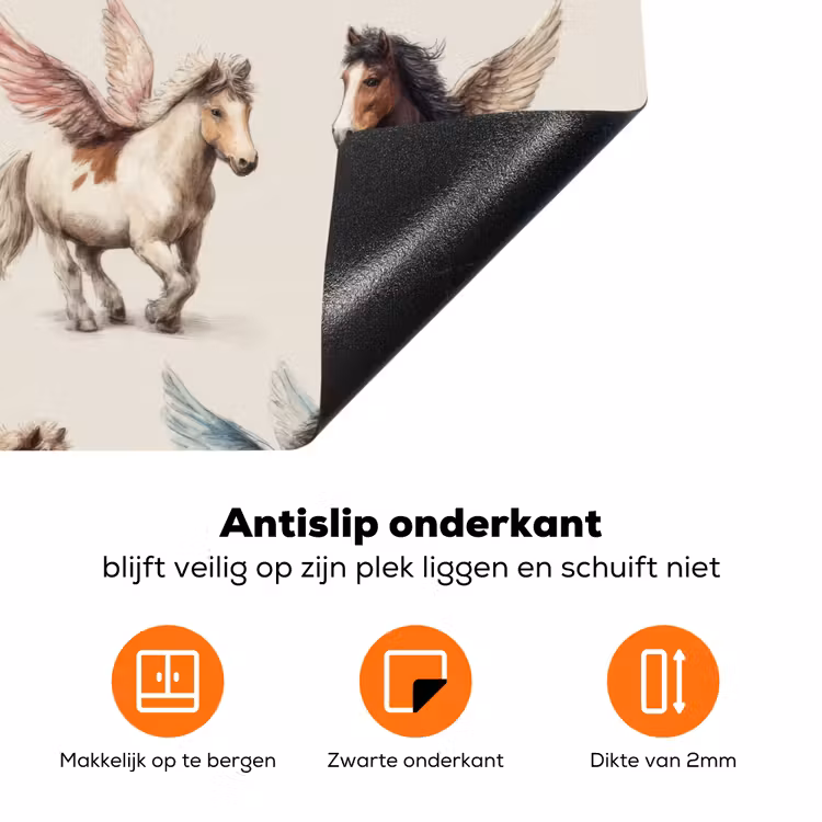 Paarden - Vleugels - Kleurrijk Inductie beschermer vinyl 3mm klein 276 -zzzzzzz-td-onderkant