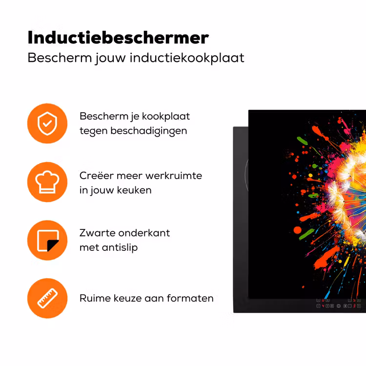 Paardenbloem - Graffiti - Kleurrijk - Bloemen - Natuur Inductie beschermer vinyl 3mm klein -zzzzzzz-td-ups
