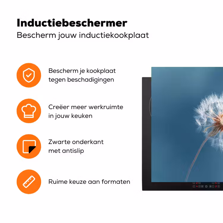 Paardenbloem - Wind - Blauw Inductie beschermer vinyl 3mm klein -zzzzzzz-td-ups