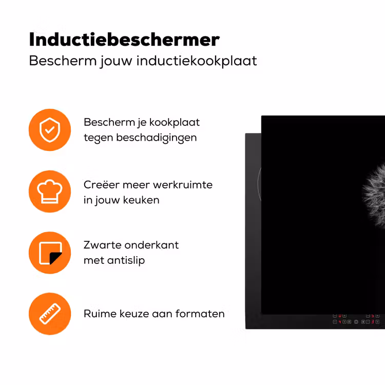 Paardenbloem - Zwart - Bloemen - Botanisch Inductie beschermer vinyl 3mm klein -zzzzzzz-td-ups