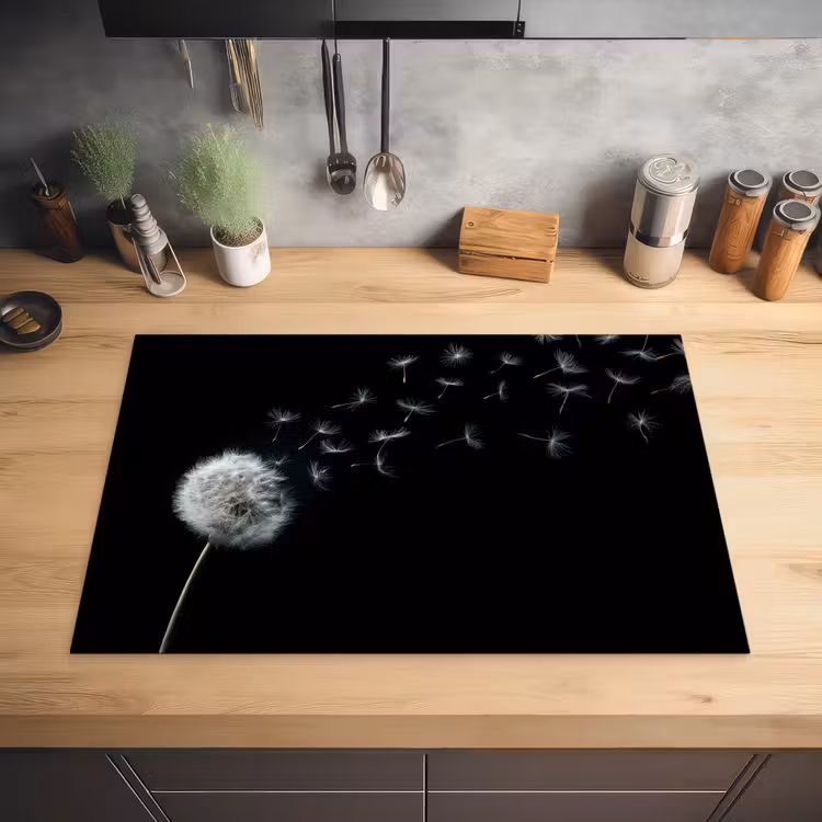 Paardenbloem - Zwart - Natuur Inductie beschermer vinyl 3mm klein -sfeer5