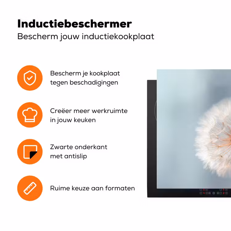 Paardenbloemen - Pluisjes - Wit Inductie beschermer vinyl 3mm klein -zzzzzzz-td-ups