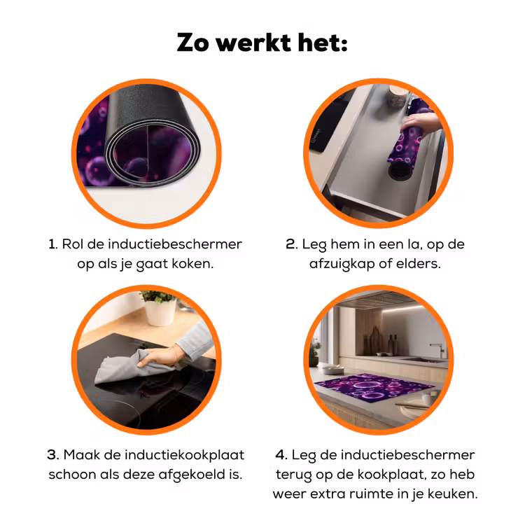 Paars - Bubbels - Schuim Inductie beschermer vinyl 3mm klein -zzzzzzz-td-werking