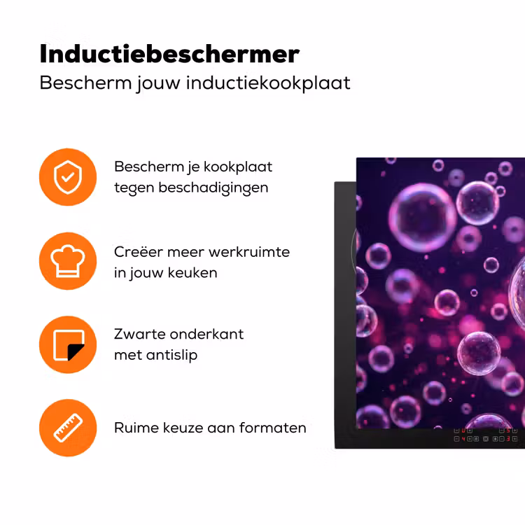 Paars - Bubbels - Schuim Inductie beschermer vinyl 3mm klein -zzzzzzz-td-ups