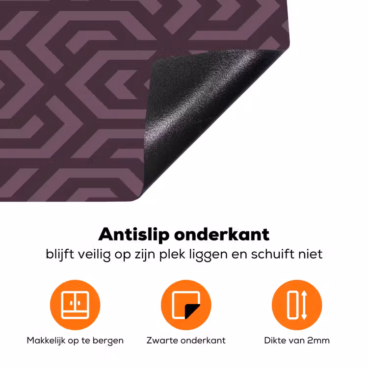 Paars - Geometrisch - Patroon - Donker Inductie beschermer vinyl 3mm klein 276 -zzzzzzz-td-onderkant