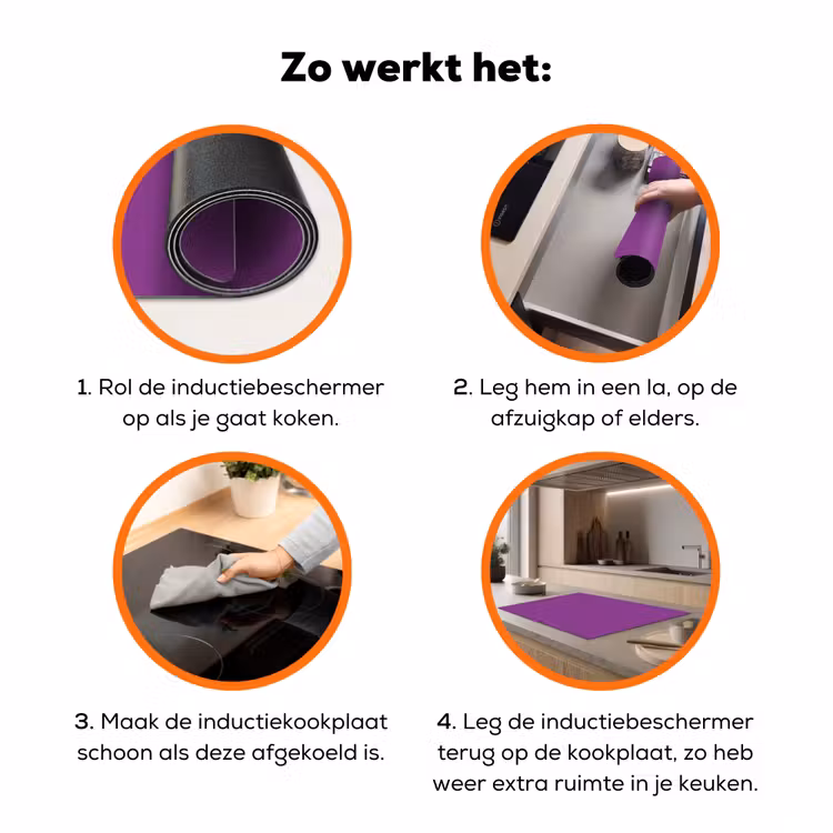 Paars - Kleuren - Effen Inductie beschermer vinyl 3mm klein 276 -zzzzzzz-td-werking