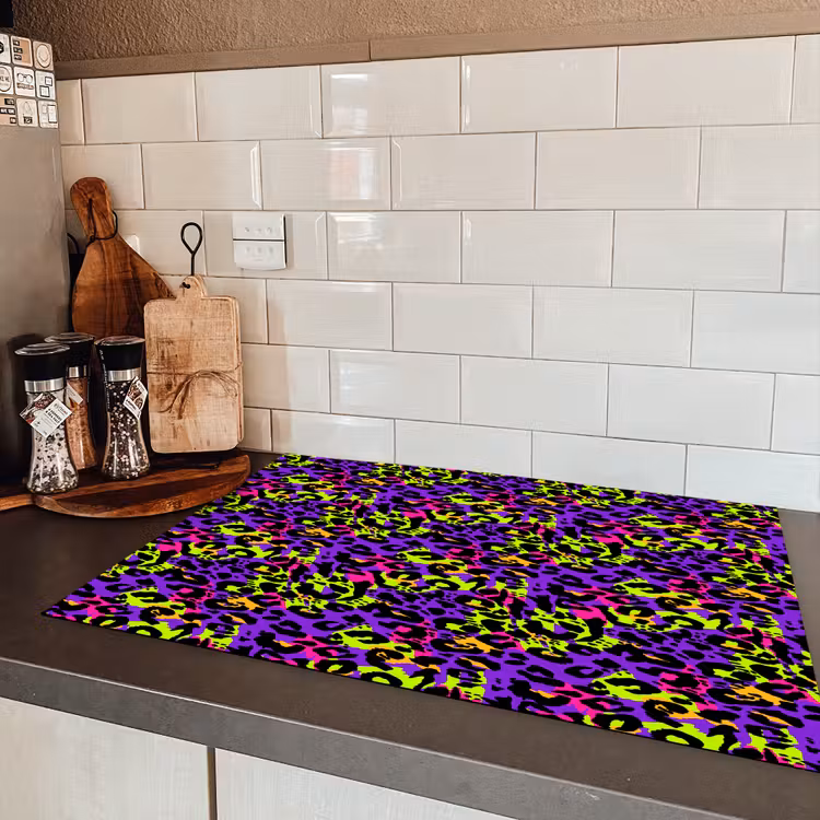 Paars - Neon - Dieren - Panter Inductie beschermer vinyl 3mm klein 276 -sfeer3