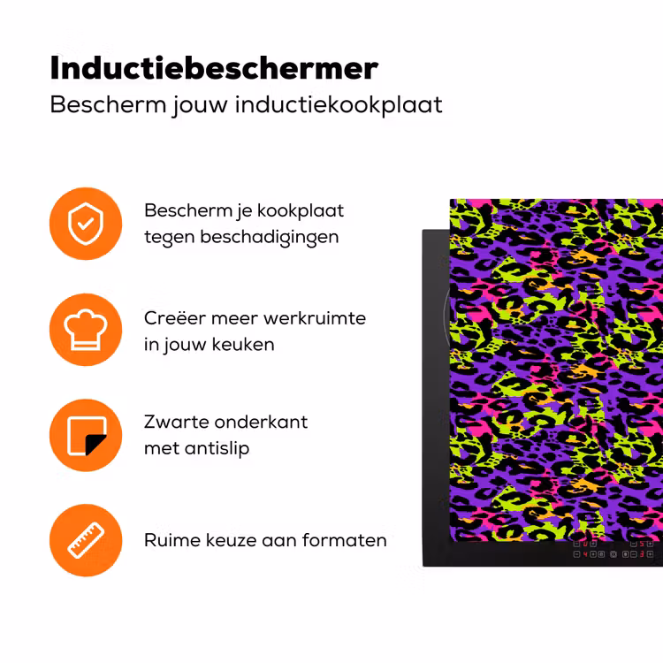 Paars - Neon - Dieren - Panter Inductie beschermer vinyl 3mm klein 276 -zzzzzzz-td-ups