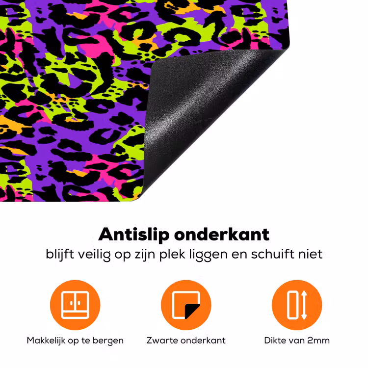 Paars - Neon - Dieren - Panter Inductie beschermer vinyl 3mm klein 276 -zzzzzzz-td-onderkant