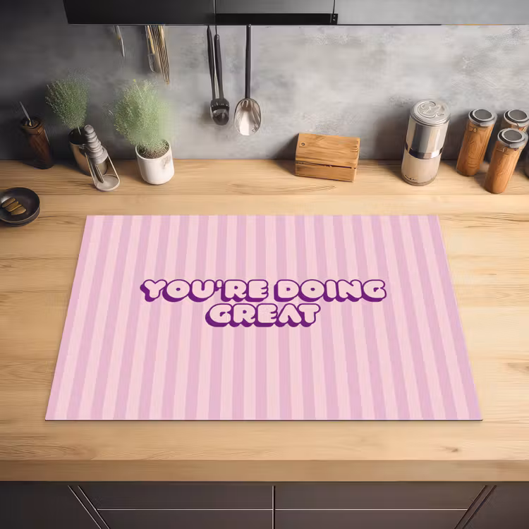 Paars - Strepen - You're doing great - Schaduw Inductie beschermer vinyl 3mm klein -sfeer5