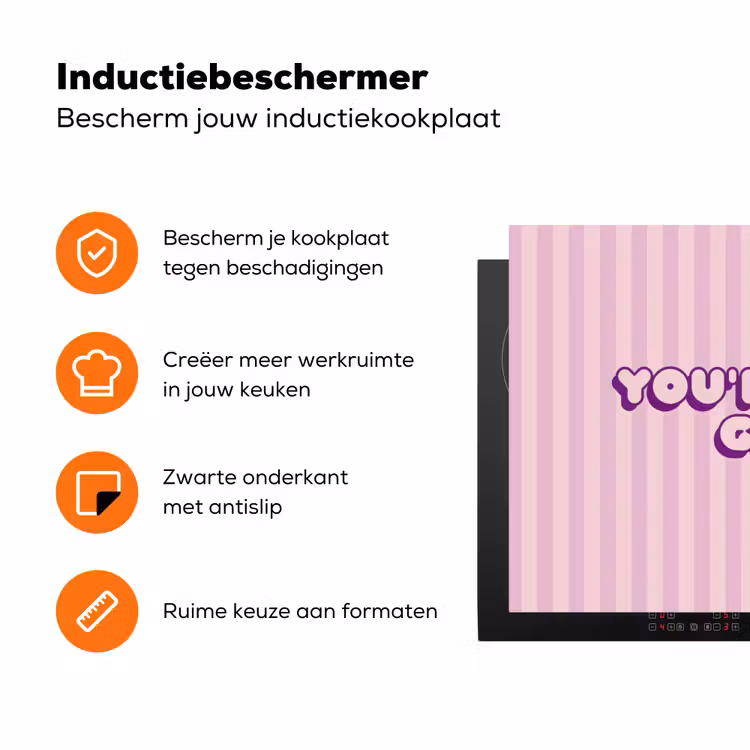 Paars - Strepen - You're doing great - Schaduw Inductie beschermer vinyl 3mm klein -zzzzzzz-td-ups