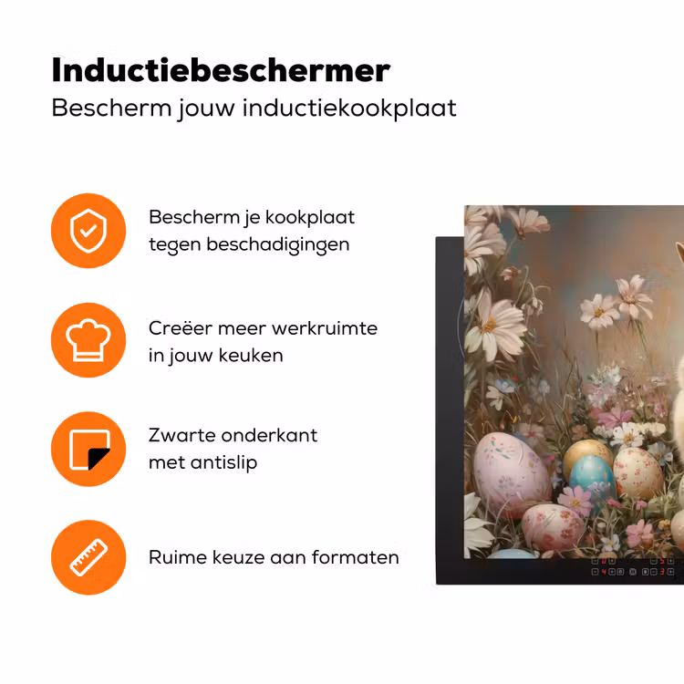 Paashaas - Lente - Paaseieren Inductie beschermer vinyl 3mm klein -zzzzzzz-td-ups