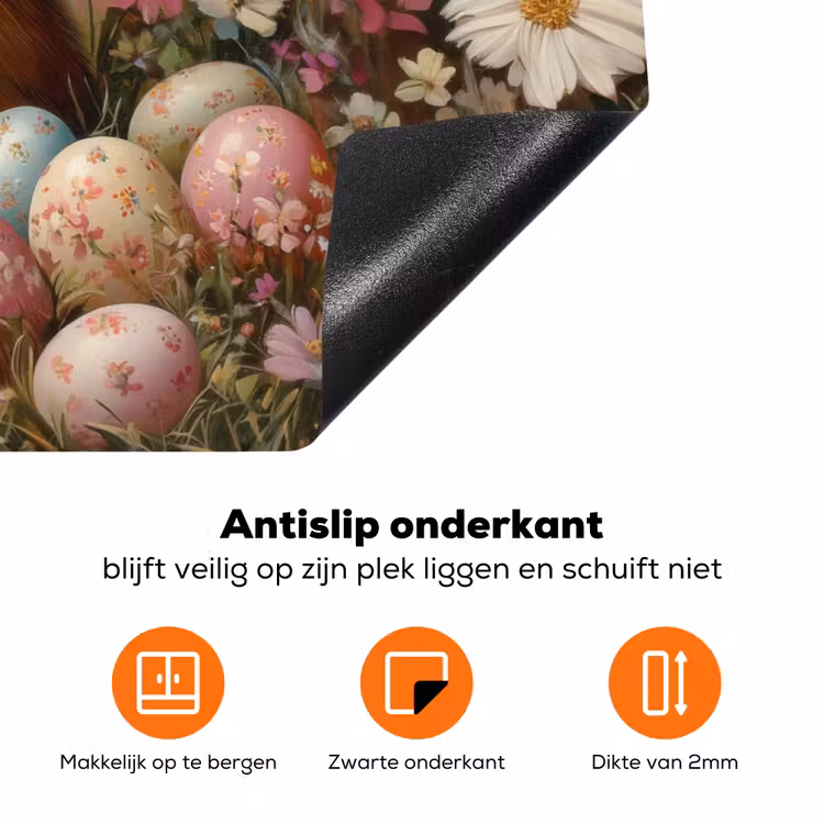 Paashaas - Lente - Paaseieren Inductie beschermer vinyl 3mm klein -zzzzzzz-td-onderkant