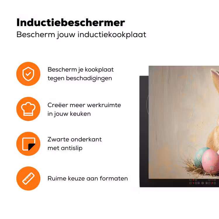 Paashaas - Pastel - Eieren Inductie beschermer vinyl 3mm klein -zzzzzzz-td-ups