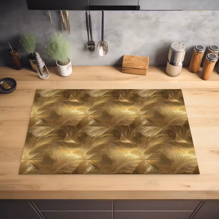 Palm - Waaier - Goud Inductie beschermer vinyl 3mm klein 276 -sfeer5