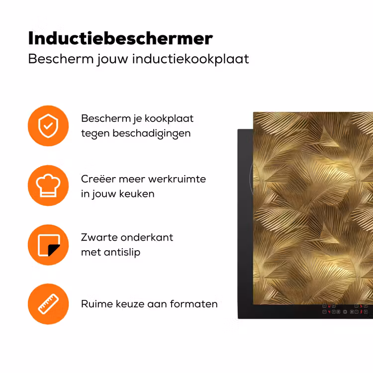 Palm - Waaier - Goud Inductie beschermer vinyl 3mm klein 276 -zzzzzzz-td-ups