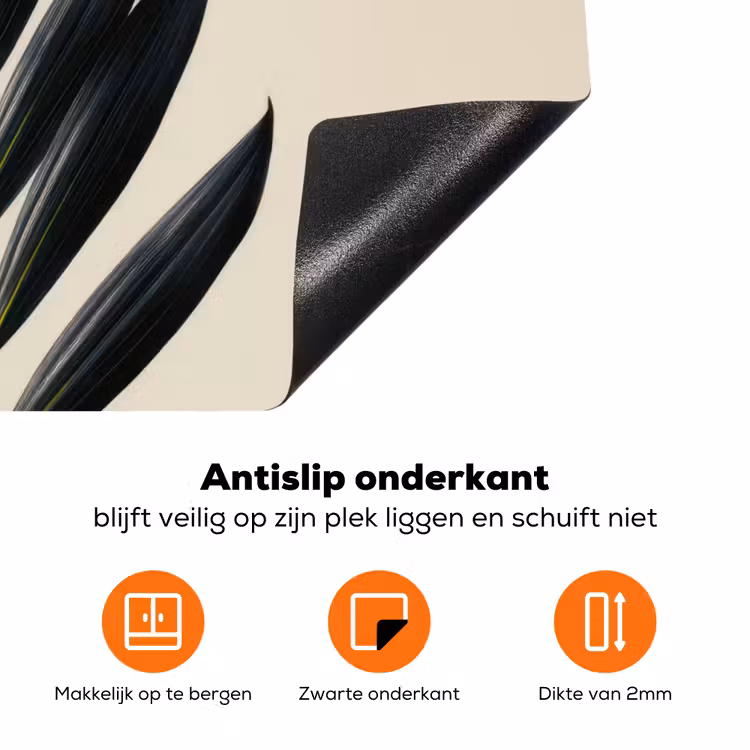 Palmblad - Donkere bladen - Subtiel Inductie beschermer vinyl 3mm klein -zzzzzzz-td-onderkant