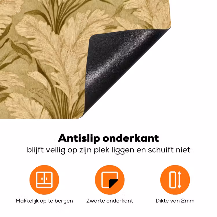Palmbladeren - Klassiek - Groen Inductie beschermer vinyl 3mm klein 276 -zzzzzzz-td-onderkant