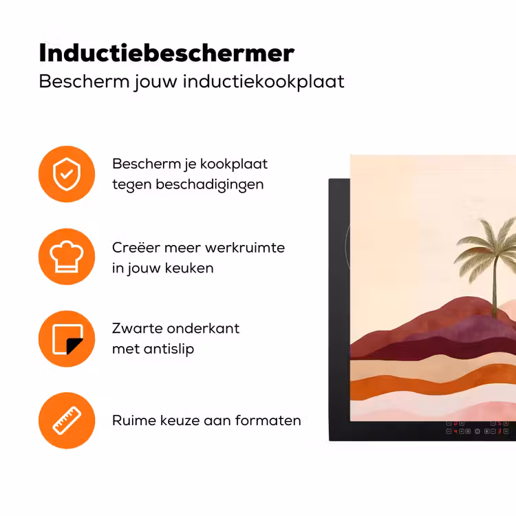 Palmbomen - Abstract - Zon - Heuvels Inductie beschermer vinyl 3mm klein -zzzzzzz-td-ups
