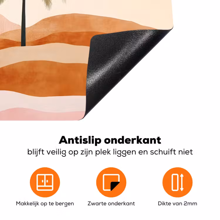 Palmbomen - Abstract - Zon - Heuvels Inductie beschermer vinyl 3mm klein -zzzzzzz-td-onderkant