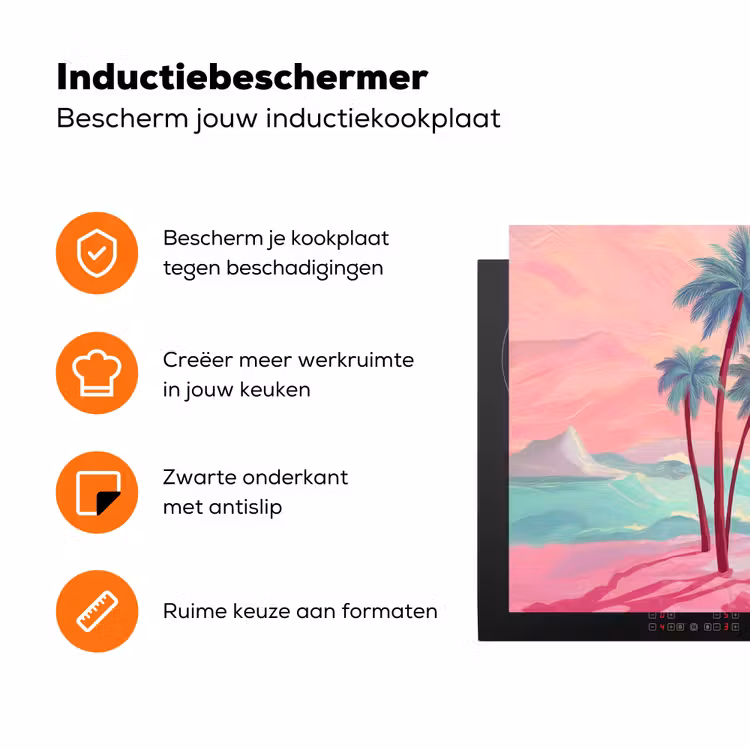 Palmbomen - Golven - Zee Inductie beschermer vinyl 3mm klein -zzzzzzz-td-ups